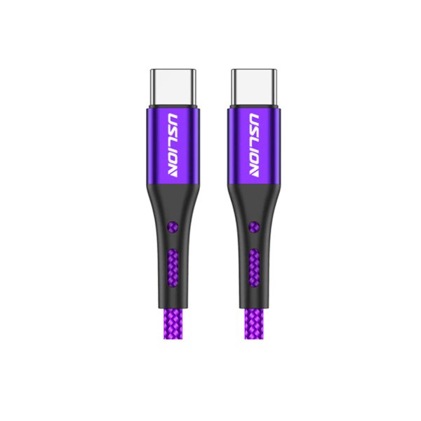 USLION nabíjecí a datový kabel USB-C na USB-C, fialový, 1m